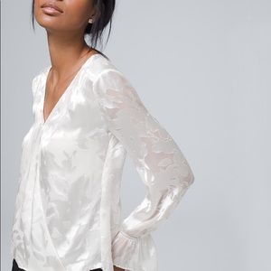 White House Black Market Silk-Blend Floral Burnout Blouse - NWT